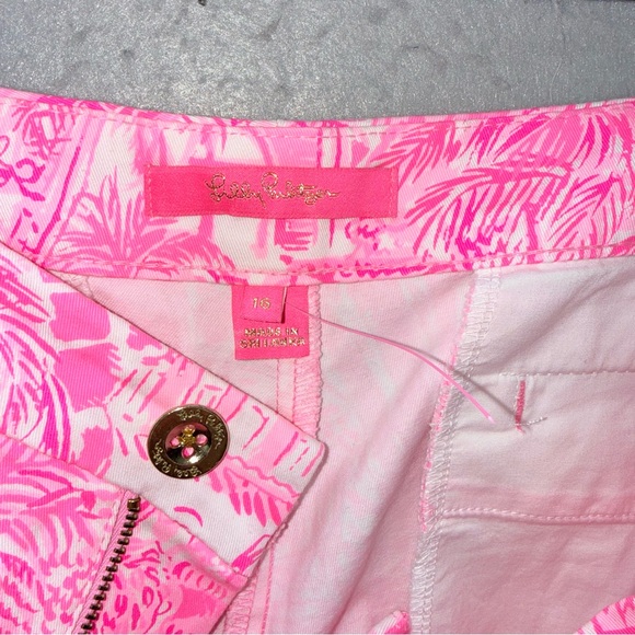 Lilly Pulitzer - NWOT women’s Palm beach Paradise hot pink white short pants 16 - Picture 3 of 7
